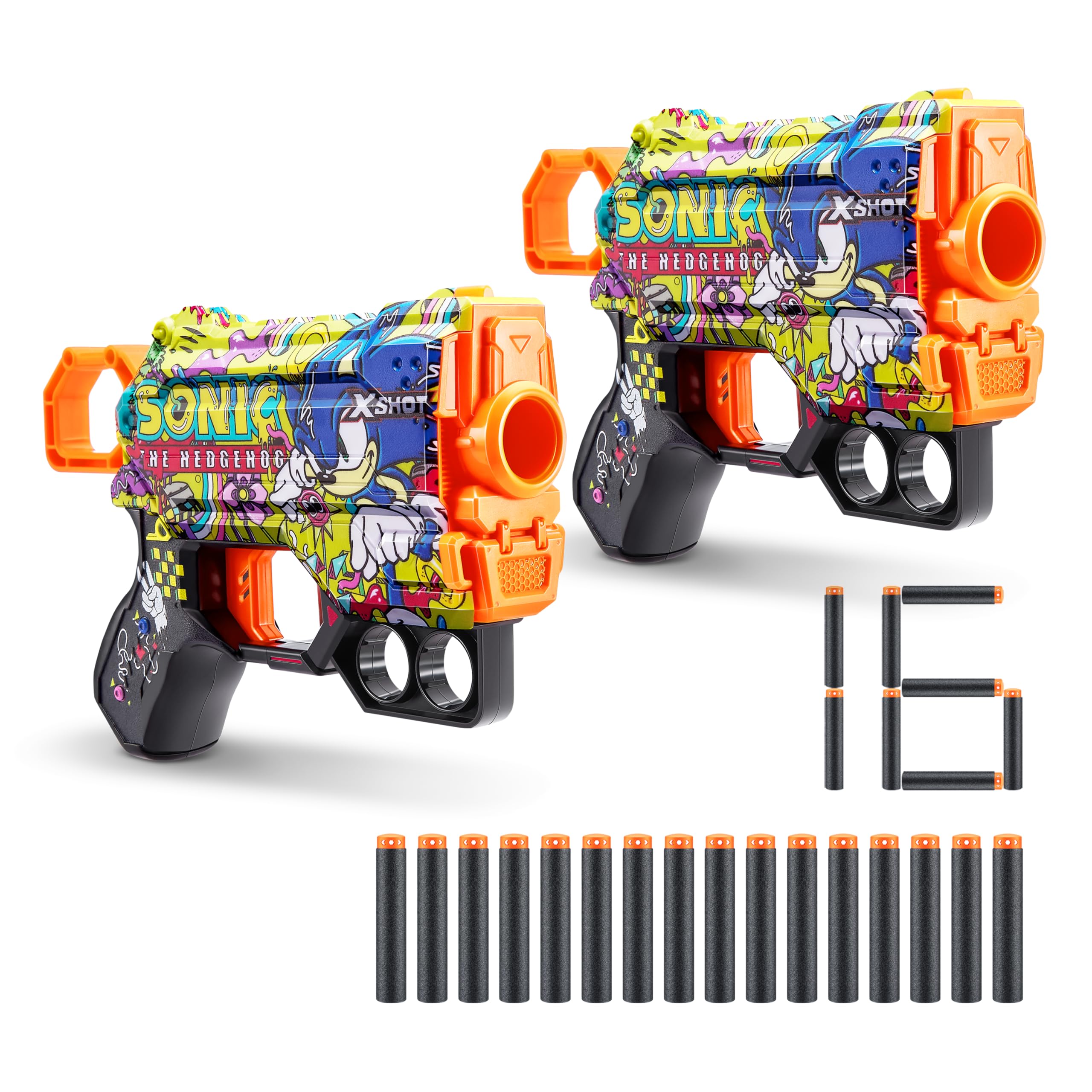 Amazon.com: XSHOT Skins Menace - Sonic Hyper Spike (2 Pack + 16